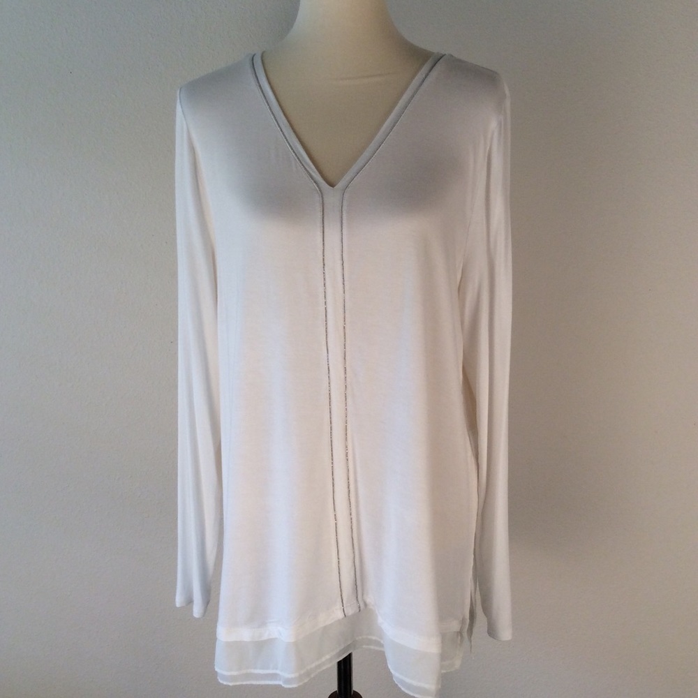 White House Black Market V Neck Top Sz XL